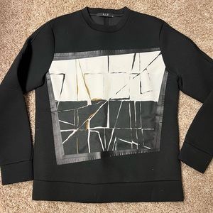 Black Graphic Panel Crewneck Sweatshirt
